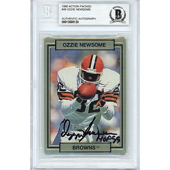Ozzie Newsome Signed Browns 1990 Action Packed Football Card Beckett Autographed - Picture 1 of 5